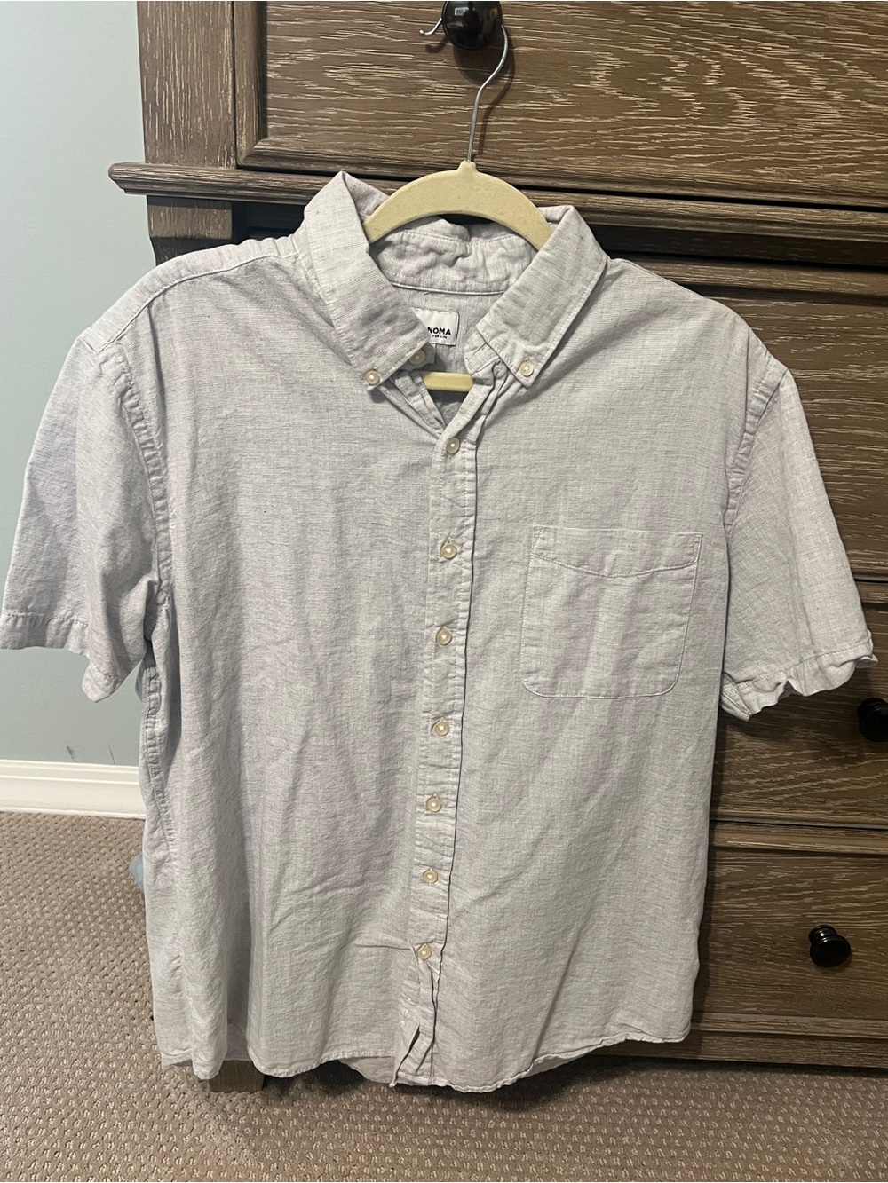 Sonoma Light Gray Short-Sleeve Button-Down Shirt